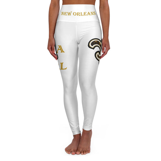 New Orleans NOLA GIRL High Waisted Yoga Leggings White