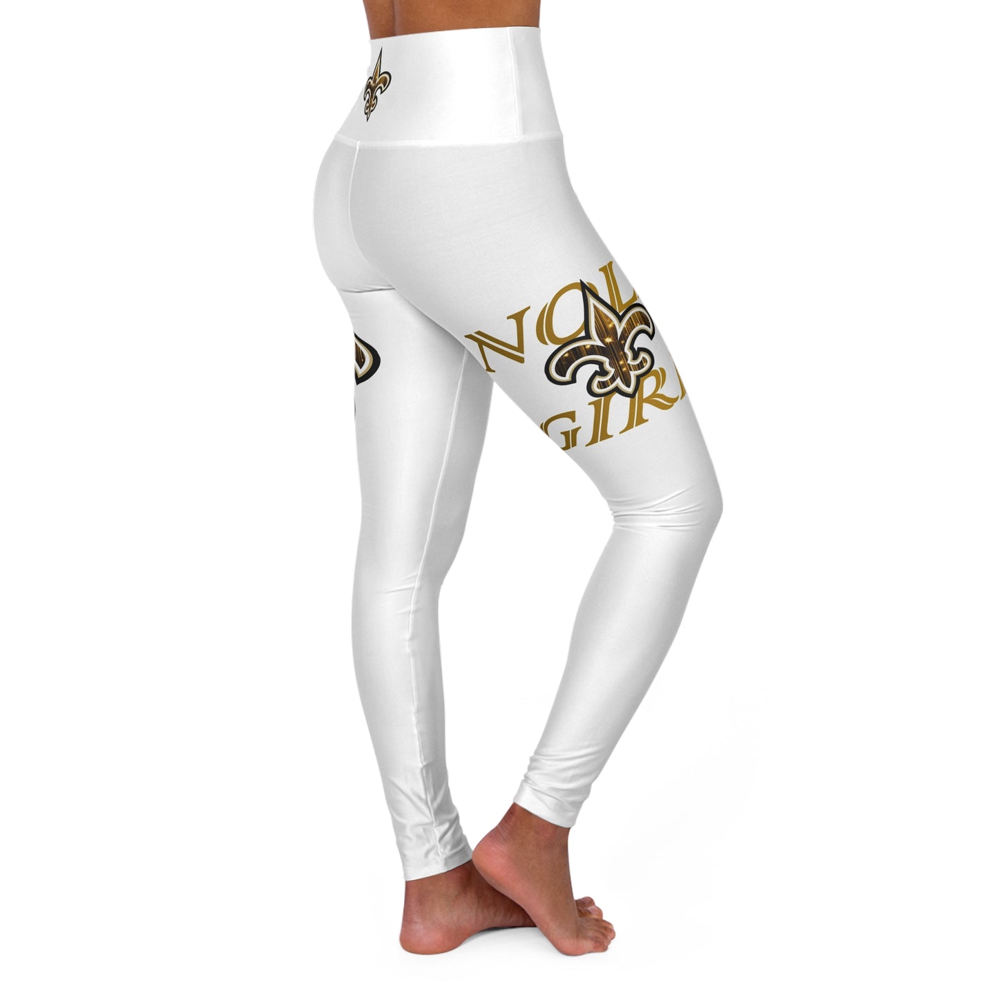 New Orleans NOLA GIRL High Waisted Yoga Leggings White