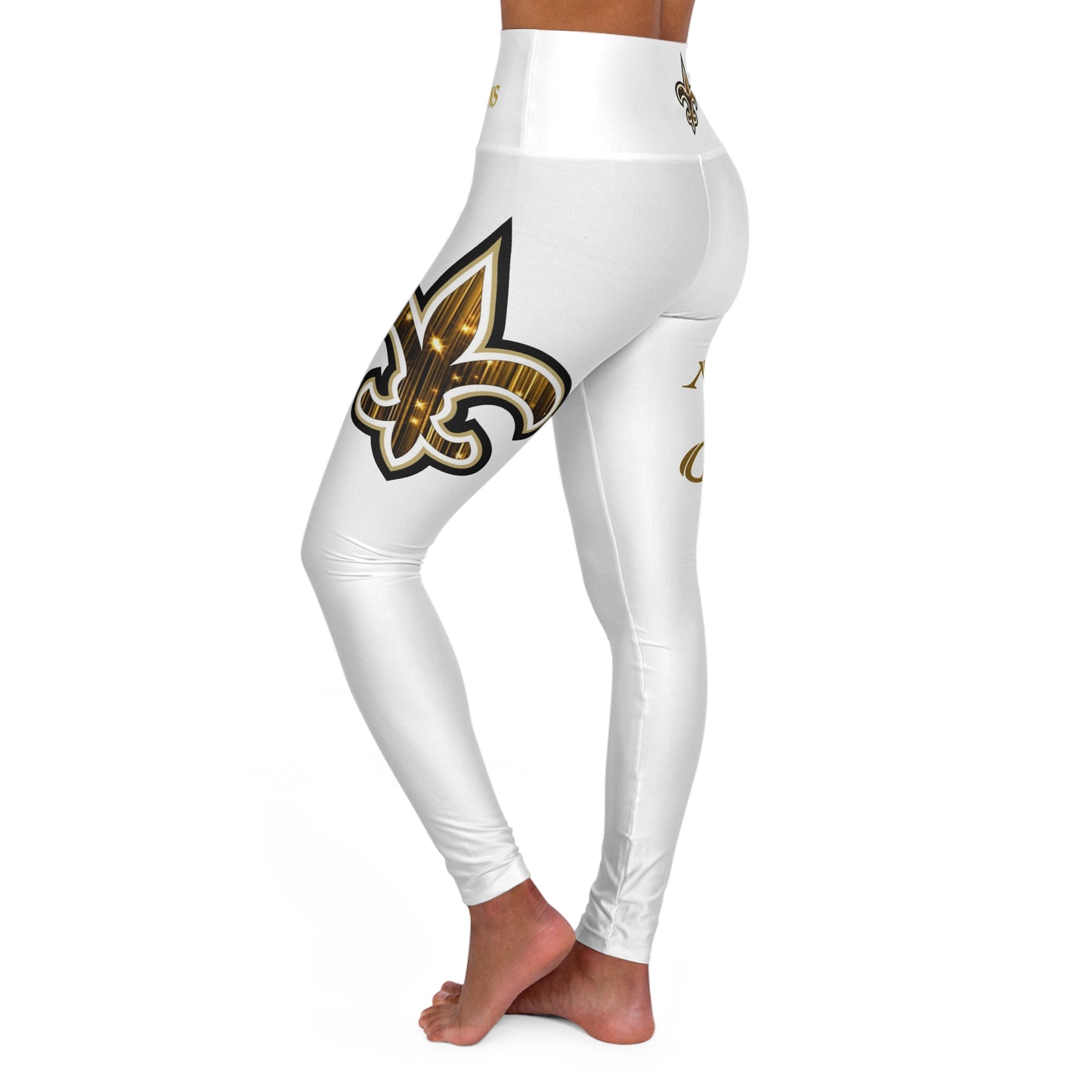 New Orleans NOLA GIRL High Waisted Yoga Leggings White