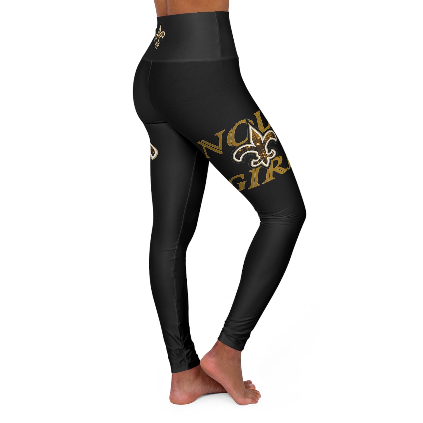 New Orleans NOLA GIRL High Waisted Yoga Leggings Black