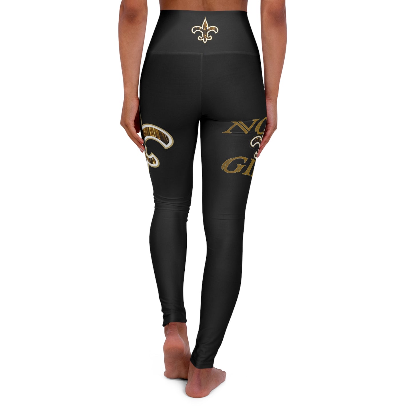 New Orleans NOLA GIRL High Waisted Yoga Leggings Black