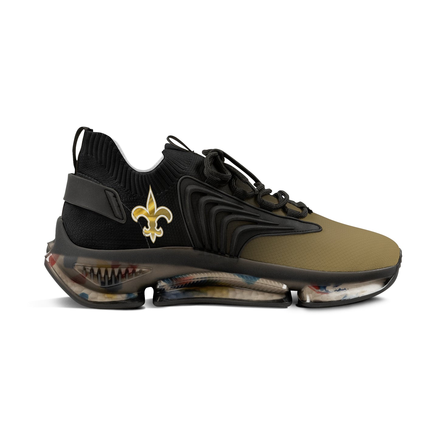 New Orleans Men's Mesh Sports Sneakers Black & Gold